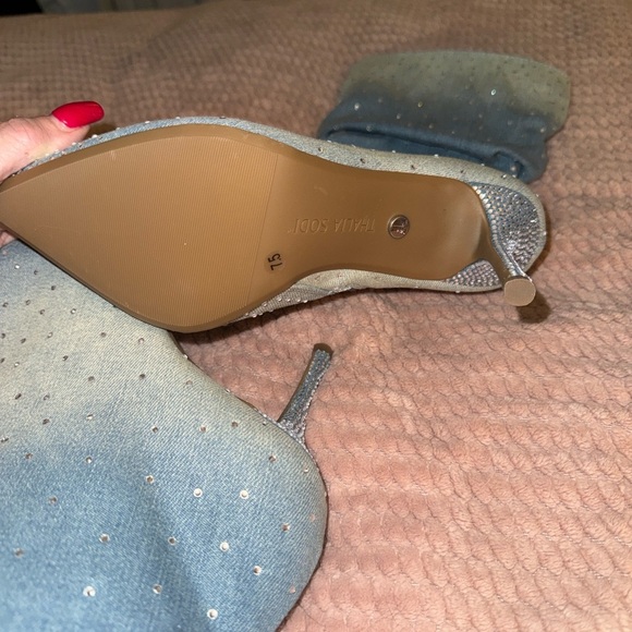 Elegant Blue Studded Women's Boots - Picture 4 of 6